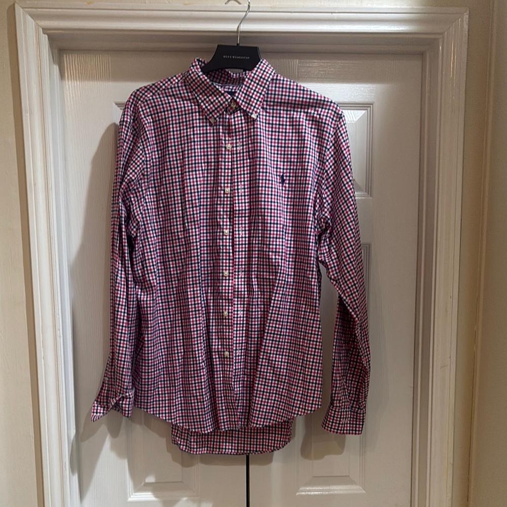 Ralph Lauren Red Casual Button Down Shirt Classic Design